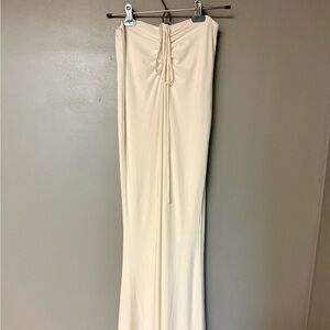 Fashion Nova Cream Ruched Dress